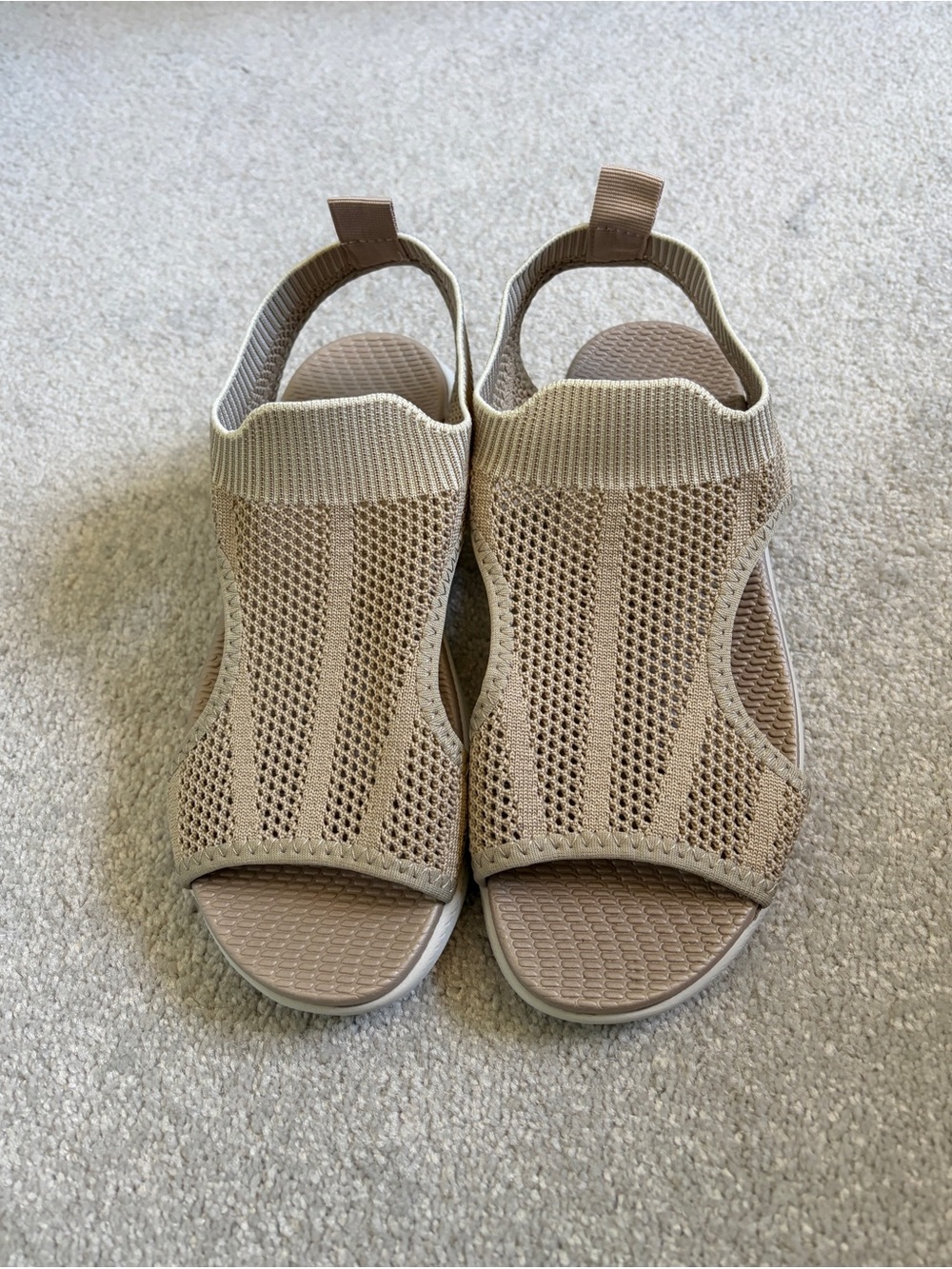 ✨ Neutral Beige Knit Stretch Comfort Sandals ✨